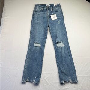 JBD Just Black Denim Jeans High Rise size 27 distressed new nwt straight leg